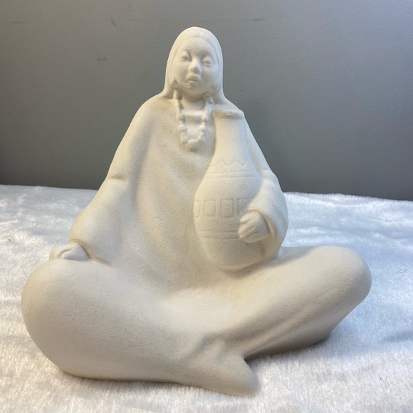 Other - Vintage Woman Sitting White Pottery Figurine, 8.5” Length & 8.5” Tall